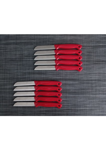 Meyve Bıçağı 10'lu Simli Kırmızı