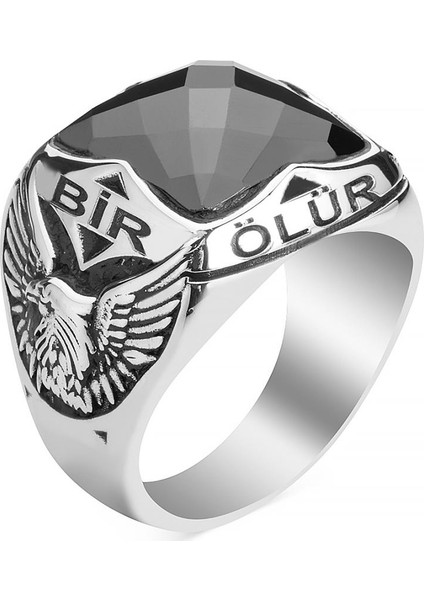 - Kartal Figürlü Bir Ölür Bin Diriliriz Yüzüğü