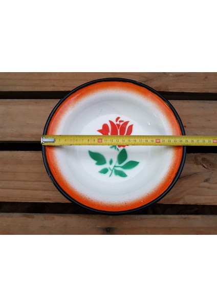 Kenarı Turuncu Kırmızı Güllü Desenli Çap Çinko Tabak 25 cm BEG_33 fiyatları