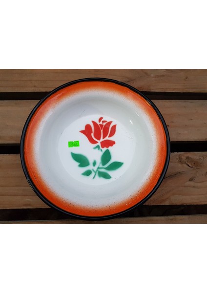 Kenarı Turuncu Kırmızı Güllü Desenli Çap Çinko Tabak 25 cm BEG_33 modelleri