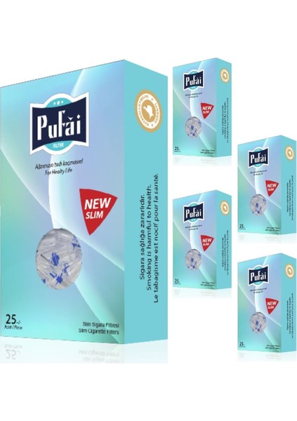 Slim Sigara Filtresi Katran Tutucu Ağızlık 5Mm 6Mm Uyumlu 125 Adet 5 Kutu Turkuaz