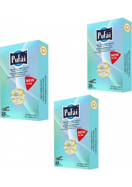 Slim Sigara Filtresi Katran Tutucu Ağızlık 5Mm 6Mm Uyumlu 75 Adet 3 Kutu Turkuaz