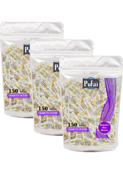 Sigara Filtresi Tar Süzen 8 Mm Normal Boy Ağızlık 450 Adet 3 Paket