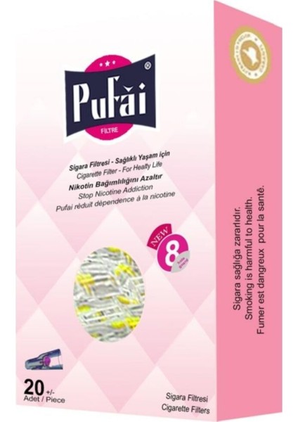 Sigara Ağızlığı Tar Süzen Filtre 8Mm Normal Boy 100 Adet 5 Kutu Pembe