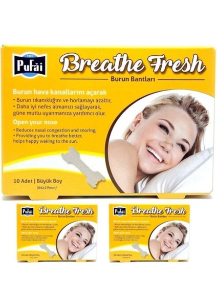 Breathe Fresh Burun Bandı Large Boy 66 Mm 19 Mm 30 Adet 3 Kutu