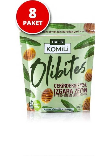 Olibites Çekirdeksiz Izgara Yeşil Zeytin 8 x 30 gr