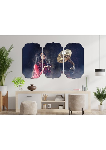 Kadın Gramofon Sanatsal Mdf Tablo 2936 (Model D)