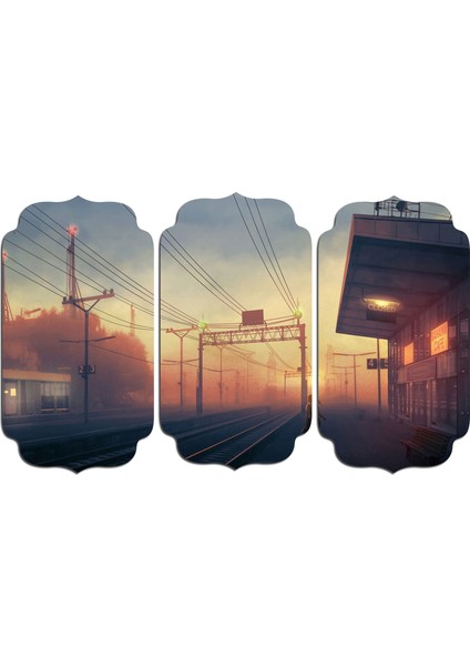 Anime Tren Istasyonu Raylar Mdf Tablo 2961 (Model D)