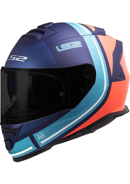 Storm Slant Mat Mavi-Turuncu Kask 2 Cam