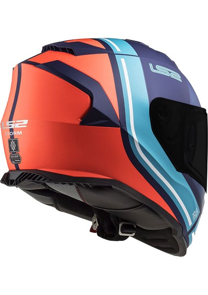 Storm Slant Mat Mavi-Turuncu Kask 2 Cam