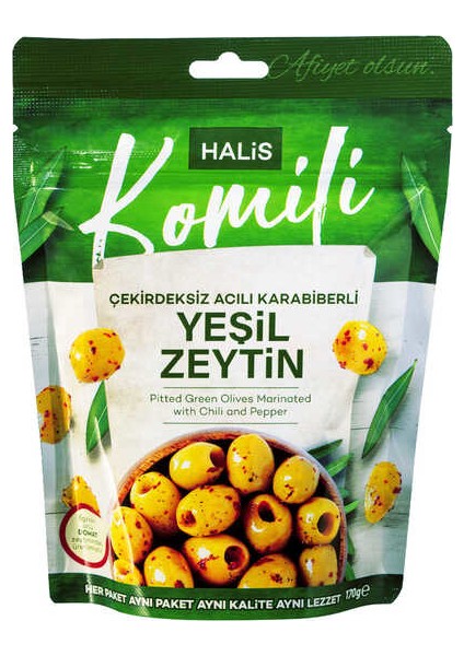 Acılı Karabiberli Yeşil Zeytin 170 gr