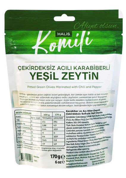 Acılı Karabiberli Yeşil Zeytin 170 gr