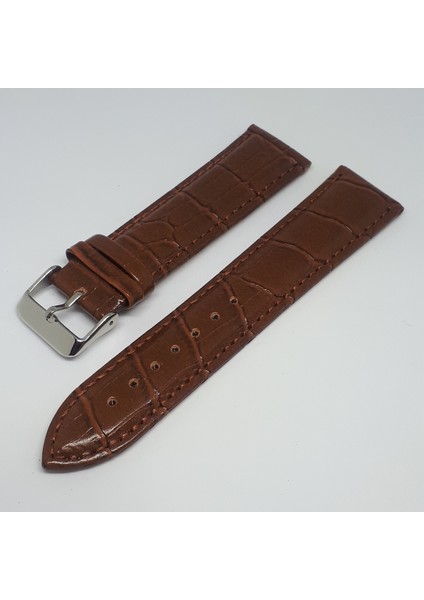 Atasaat Açık Kahve Taba Renk Croco Suni Deri Saat Kordonu 22 mm