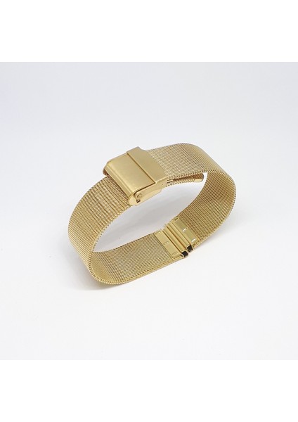 Atasaat Sarı Gold Renk Hasır Ince Örgü Çelik Kaplama Metal Saat Kordonu 20 mm