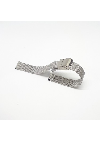 Atasaat Gümüş Renk Hasır Ince Örgü Çelik Kaplama Metal Saat Kordonu 16 mm