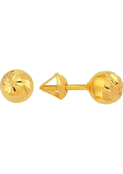 22 Ayar Altın Top Küpe Kalemli 1.50 gr