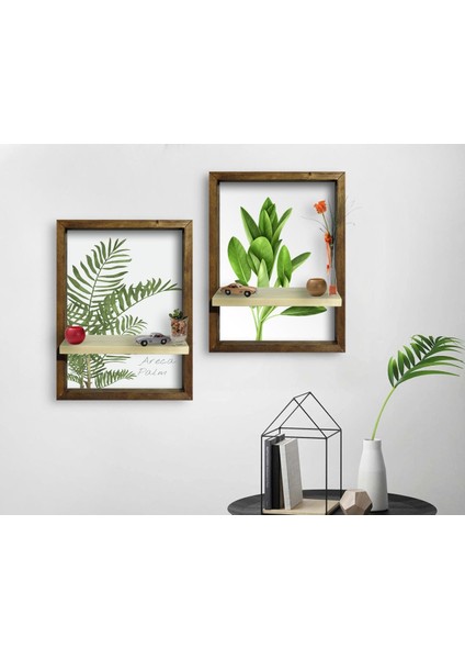 Gift 2'li Doğal Masif Ahşap Çerçeveli Tablo Duvar Rafı-4 fiyatları