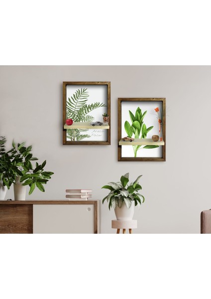 Gift 2'li Doğal Masif Ahşap Çerçeveli Tablo Duvar Rafı-4 fırsatları