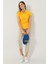 SHAVER Sarı Polo Yaka Nakışlı Kadın Tshirt 5