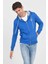 HILGARD Mavi Kapüşonlu ve Fermuarlı Baskılı Standard Fit Erkek Sweatshirt 6