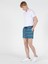 Slim Fit Orta Bel Erkek Mavi Deniz Şortu 1