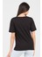 Siyah V Yaka Kısa Kol Örme Kadın T-Shirt 5