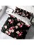 Black Flower 3D Pamuk Saten Çift Kişilik Nevresim Takımı 1