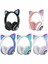 Kedi Kulak Sevimli Kablosuz Bluetooth 5.0 LED Işıklı Kedili Şık Kulaküstü Kulaklık Kız Çocuk Raydolu Fm Mavi 3