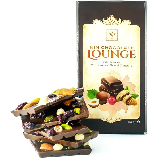 Nin Chocolate Lounge Bademli Kuruyemişli Sütlü Çikolata 110 gr