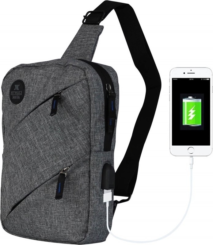 My Valice Smart Bag Usb'li Çapraz Göğüs Çantası 1504 Gri