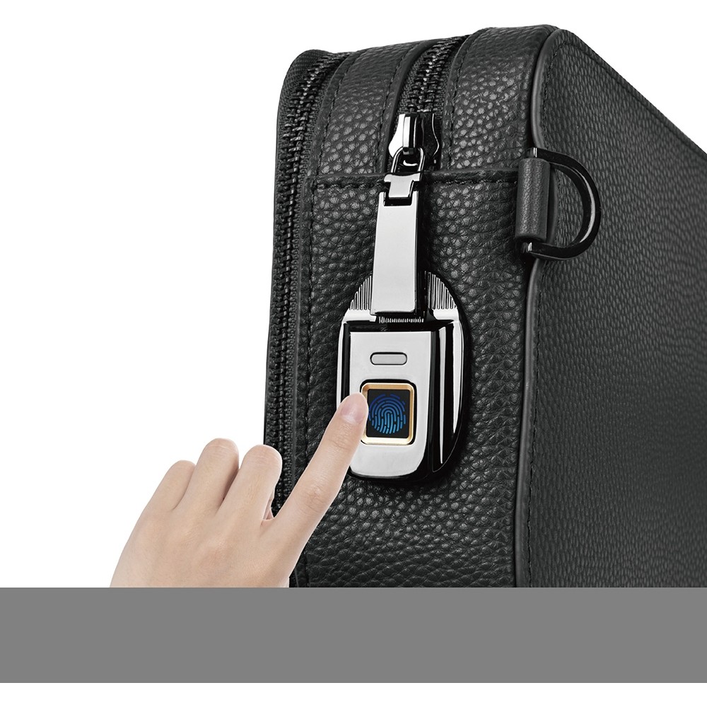 Wiwu Master Genuie Leather Serisi Parmak Izi Kilitli Çok Fonksiyonlu Deri Çapraz Vücut Çantası Siyah görsel 4