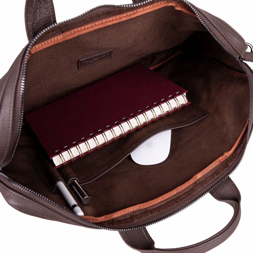 BloominBag Bloom Urban Shell Pro 16" Espresso Brown Hakiki Deri Laptop / Macbook Çantası görsel 5