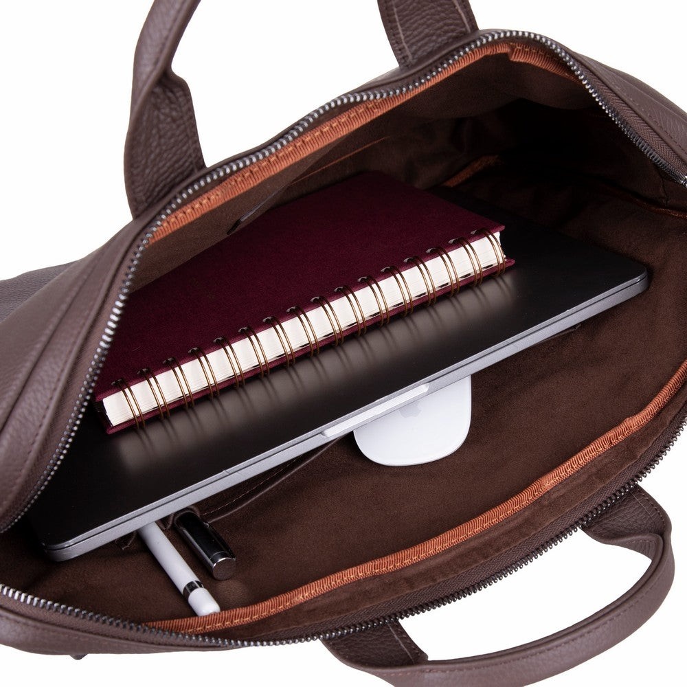 BloominBag Bloom Urban Shell Pro 16" Espresso Brown Hakiki Deri Laptop / Macbook Çantası görsel 6