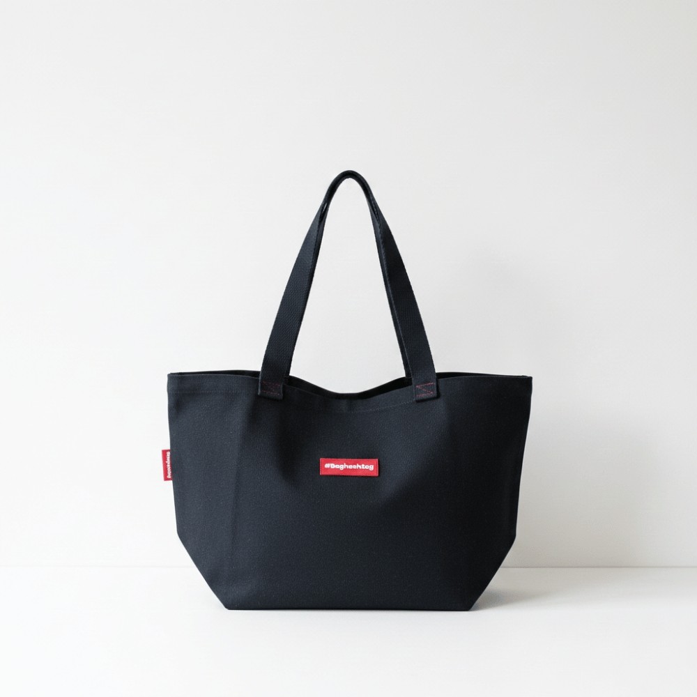 Baghashtag Siyah Gabardin Tote Çanta görsel 2