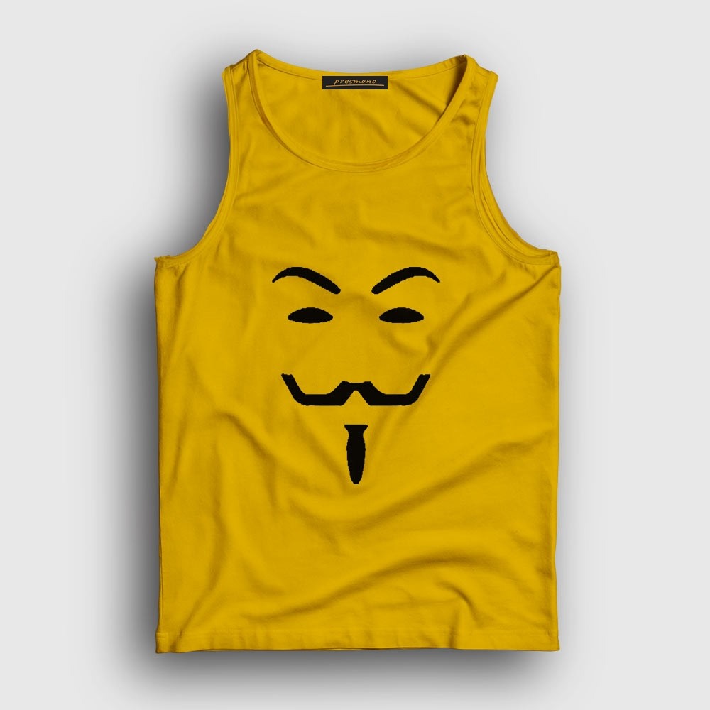 Presmono Unisex Sarı Mask Film V For Vendetta Atlet görsel 2