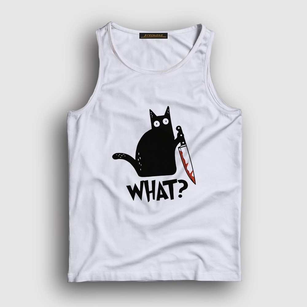 Presmono Unisex Beyaz What Cat Kedi Atlet