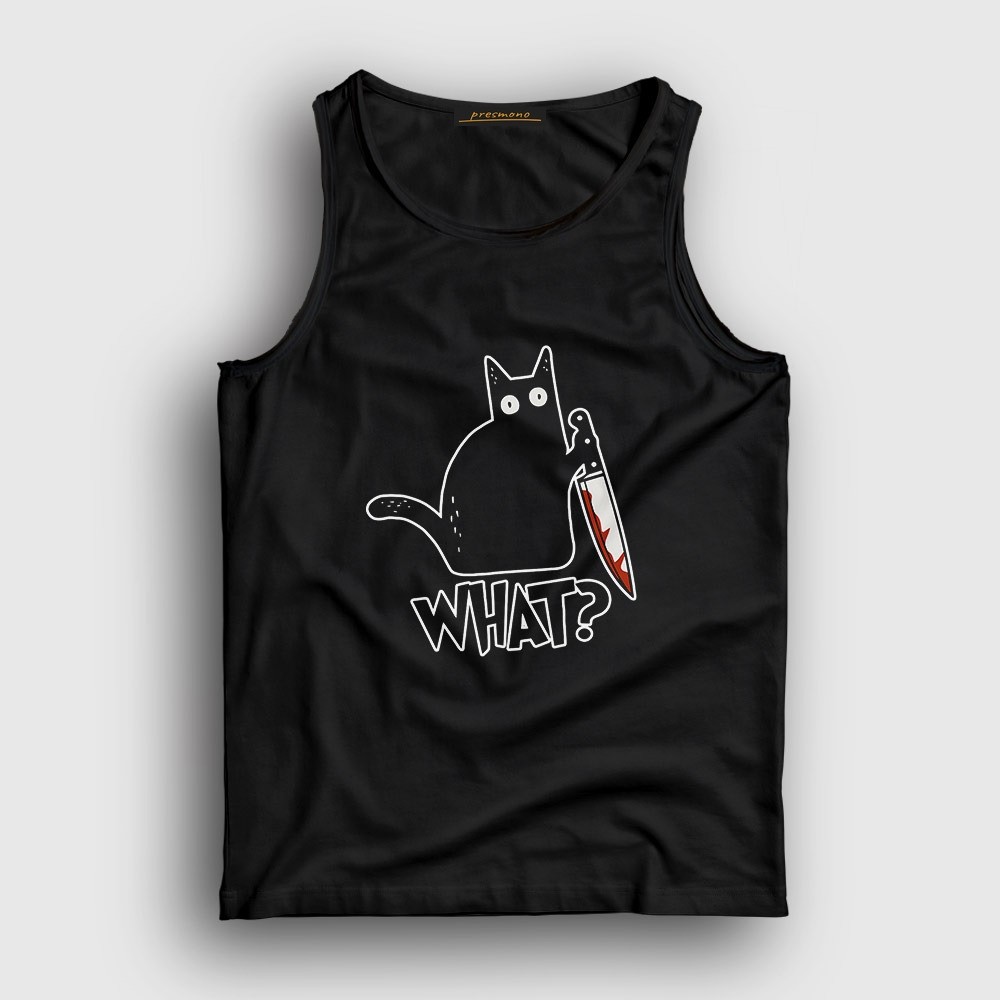 Presmono Unisex Beyaz What Cat Kedi Atlet görsel 2
