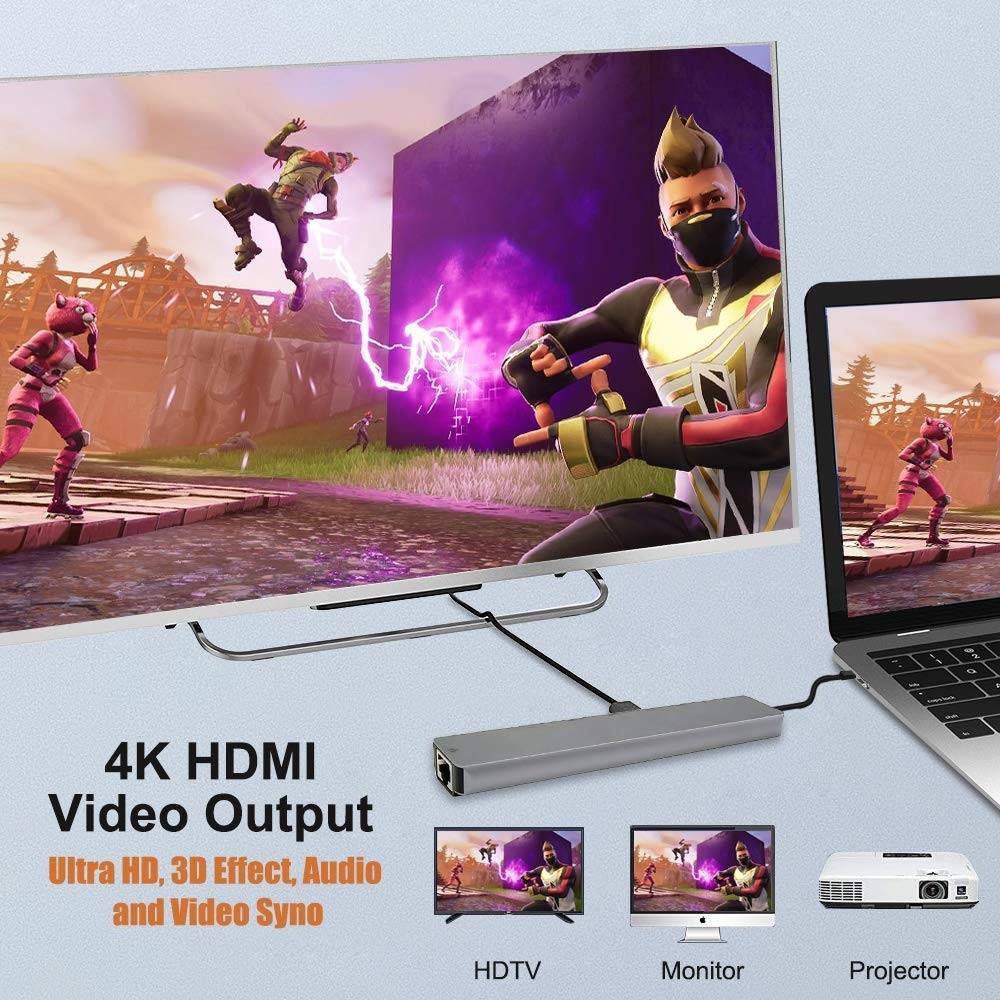 Aesco Daytona CF10 Macbook Uyumlu Type-C™ To 4K HDMI 2* Type-C 2* USB 3.0 Ethernet Lan 2* Sd 8ın1 Çevirici Hub Adaptör görsel 3
