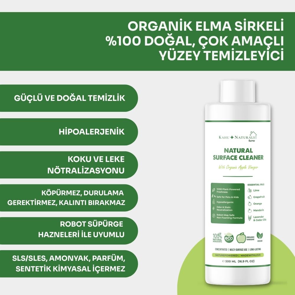 Die Grup Organik Elma SIRKELI%100 Doğal Çok Amaçlı Yüzey Temizleyici, Vegan, Çevre Dostu (500 Ml) görsel 2