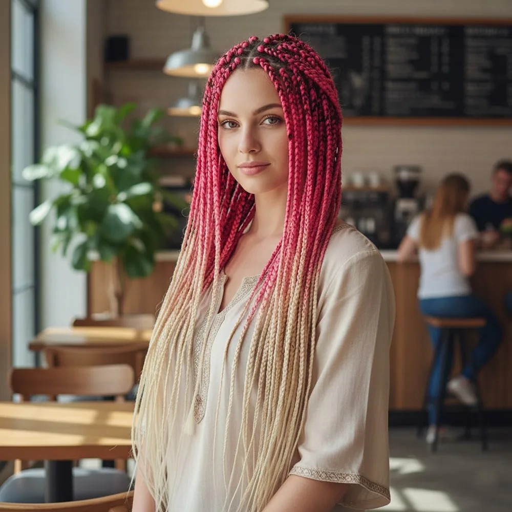 Uravas Store Afrika Örgüsü ve Rasta Için Sen Ombreli / Pembe / Platin
