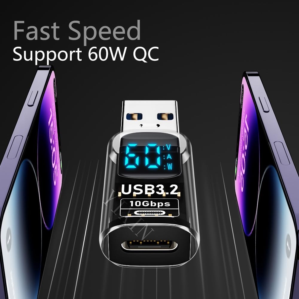 Aesco Livx Revolution USB 3.2 To Type C Dönüştürücü 60W Hızlı Şarj 10GBPS Veri Transferi Dijital Ekran Otggf görsel 2