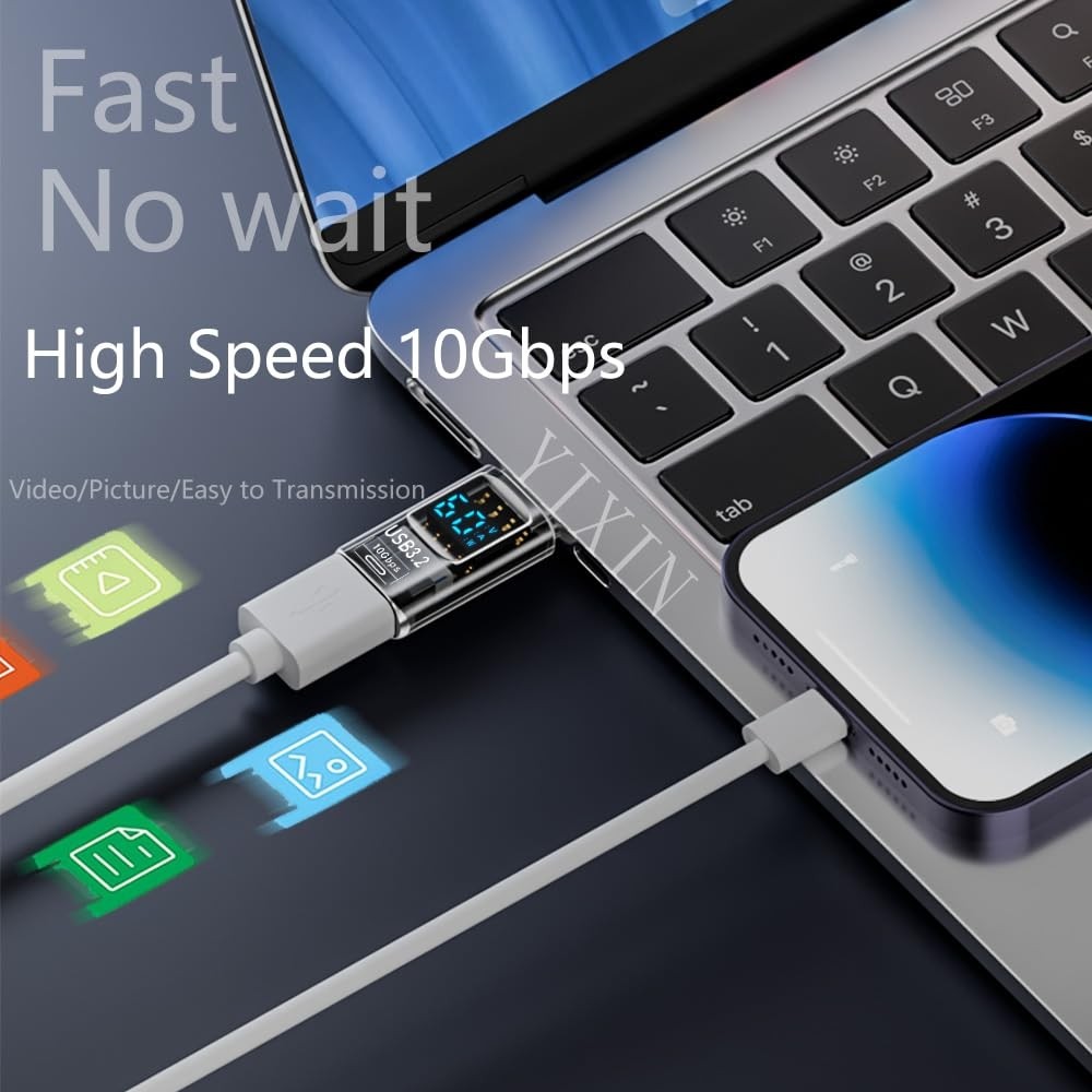 Aesco Livx Revolution USB 3.2 To Type C Dönüştürücü 60W Hızlı Şarj 10GBPS Veri Transferi Dijital Ekran Otggf görsel 3