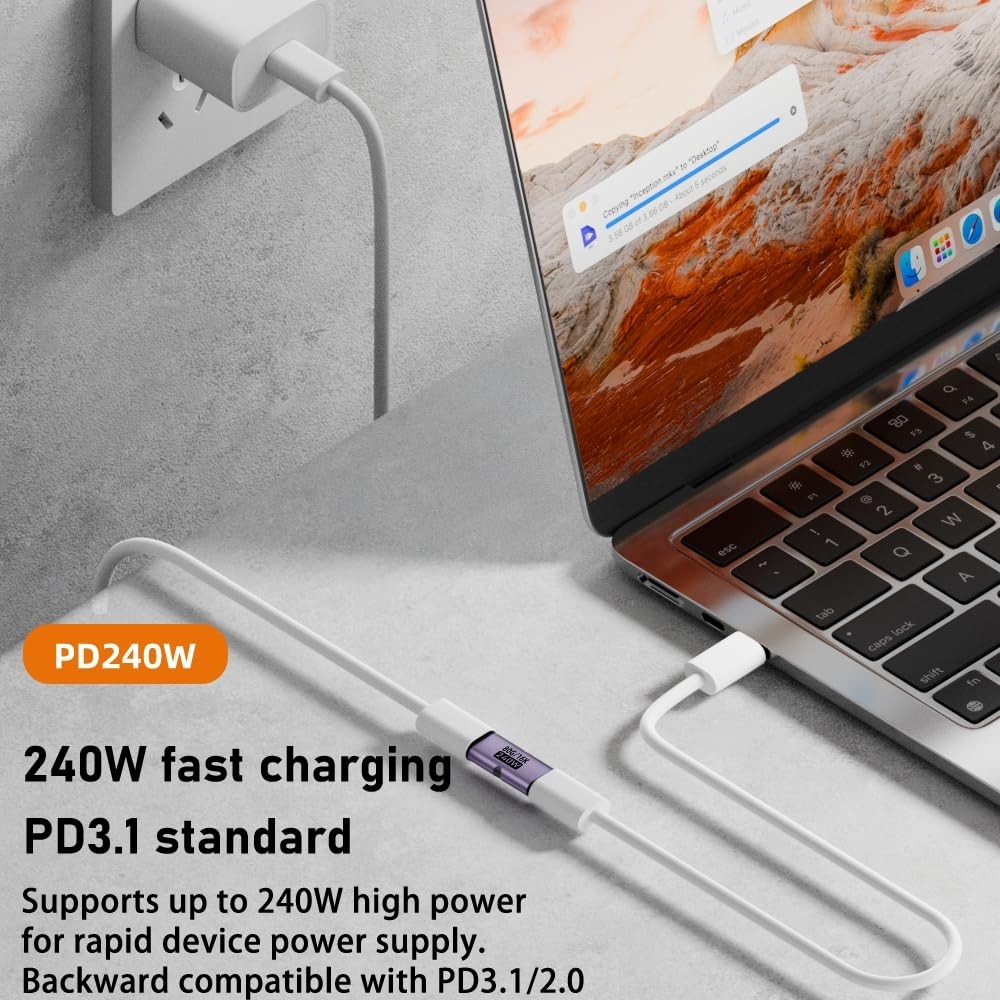 Aesco Livx 80GBPS Usb-C Dişi - Dişi Adaptör, 240W Pd3.1 Hızlı Şarj, 16K@60Hz Görüntü Aktarımı, Alüminyum Alaşımlı Tip-C Dişi Konnektör Uzatıcı - Siyah Otgff görsel 2