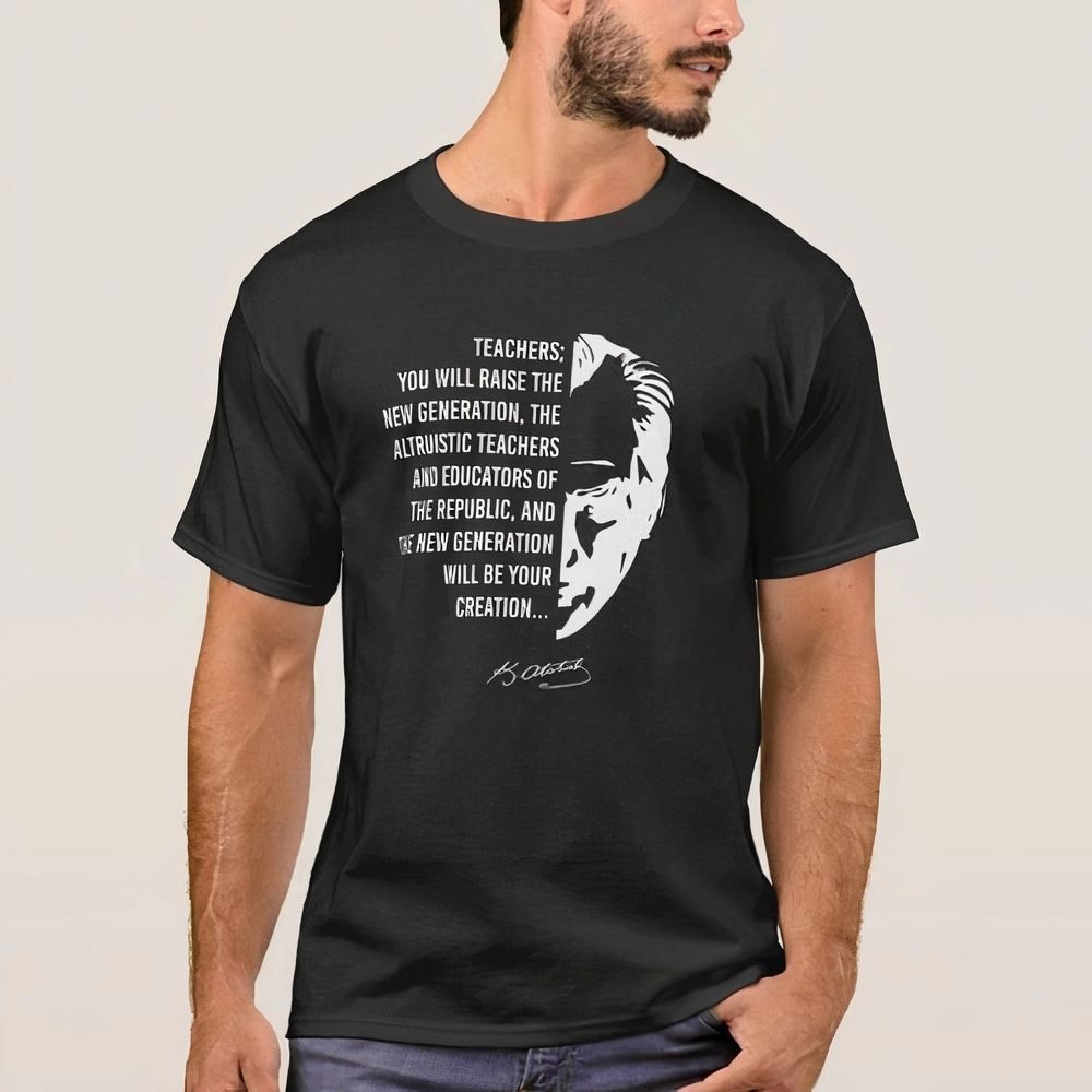 Fantastik Store 24 Kasım Öğretmenler Günü Temalı Baskılı Bisiklet Yaka T-Shirt - Siyah