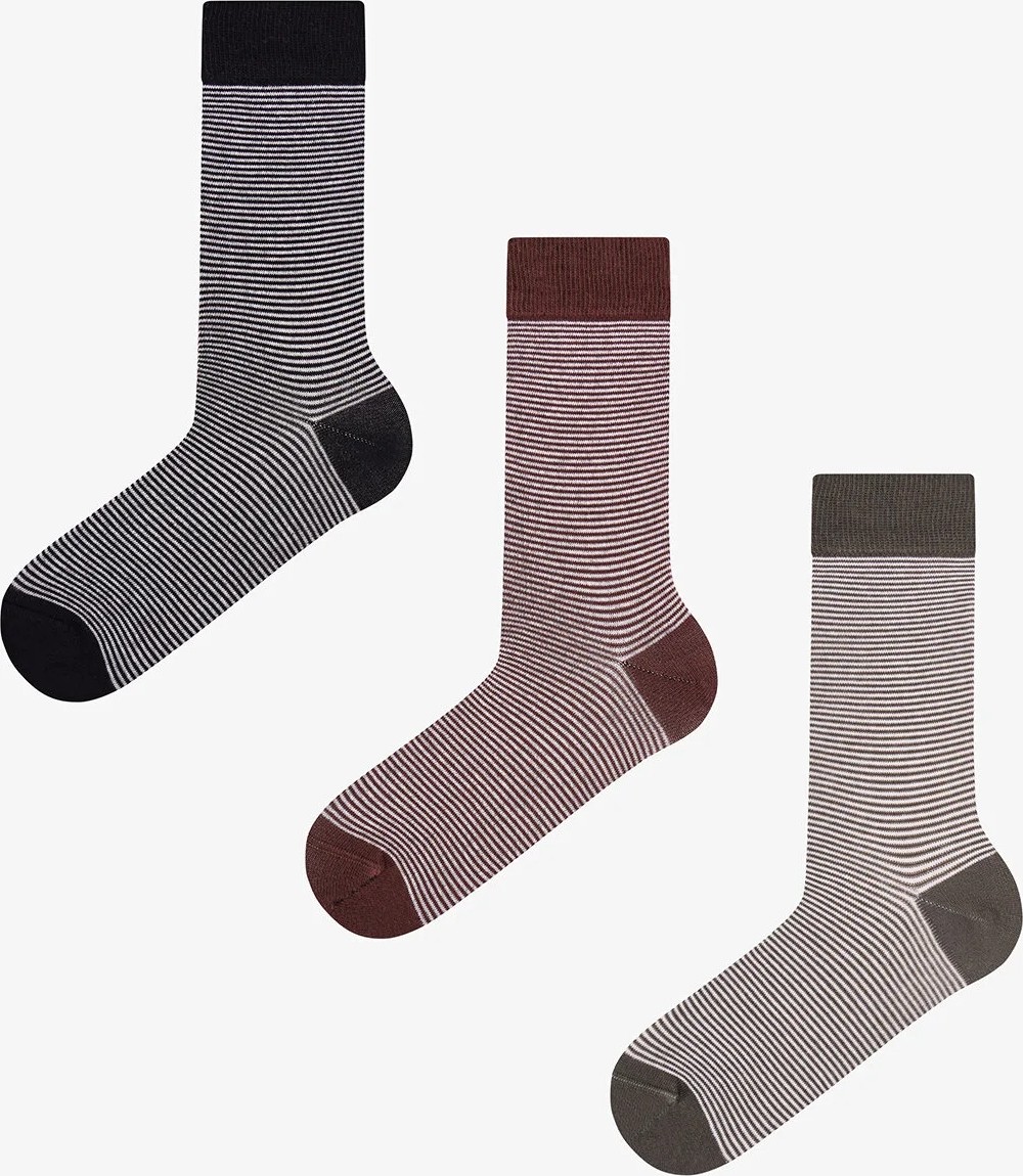 Penti Erkek Gri Mavi Forest Neutral Çizgili Pamuklu 3 Çift Soket Çorap