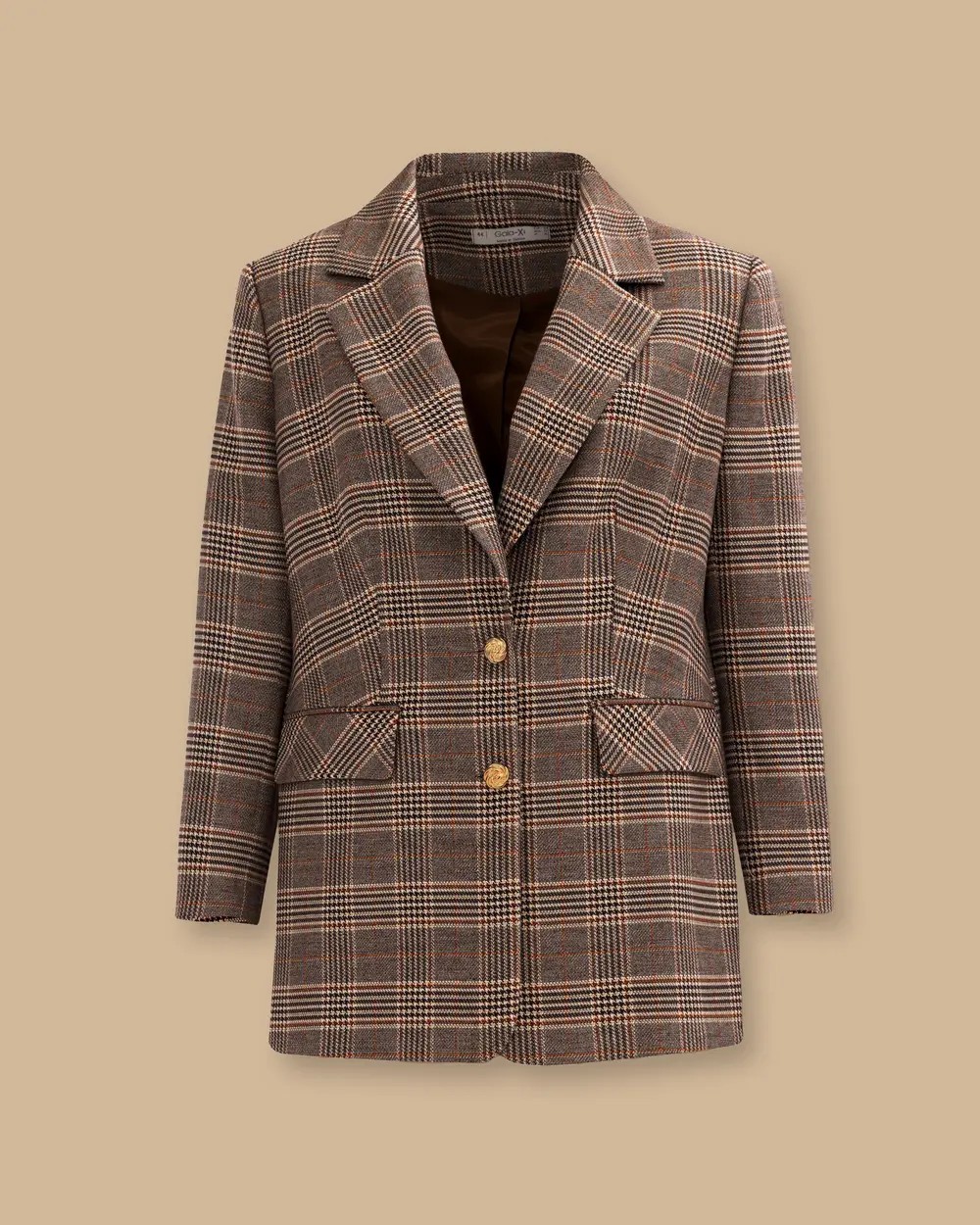 Gala-Xi Büyük Beden Ekose Desenli Blazer Ceket görsel 4