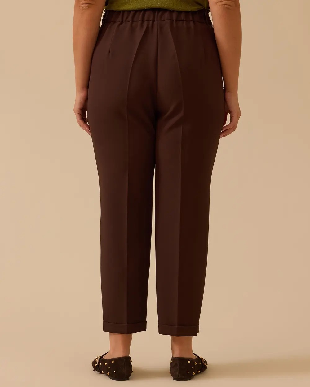 Belirtilmemiş 10002521014024 Beli Tam Lastikli Çift Düğmeli Havuç Paça Pantolon #10-25# görsel 2