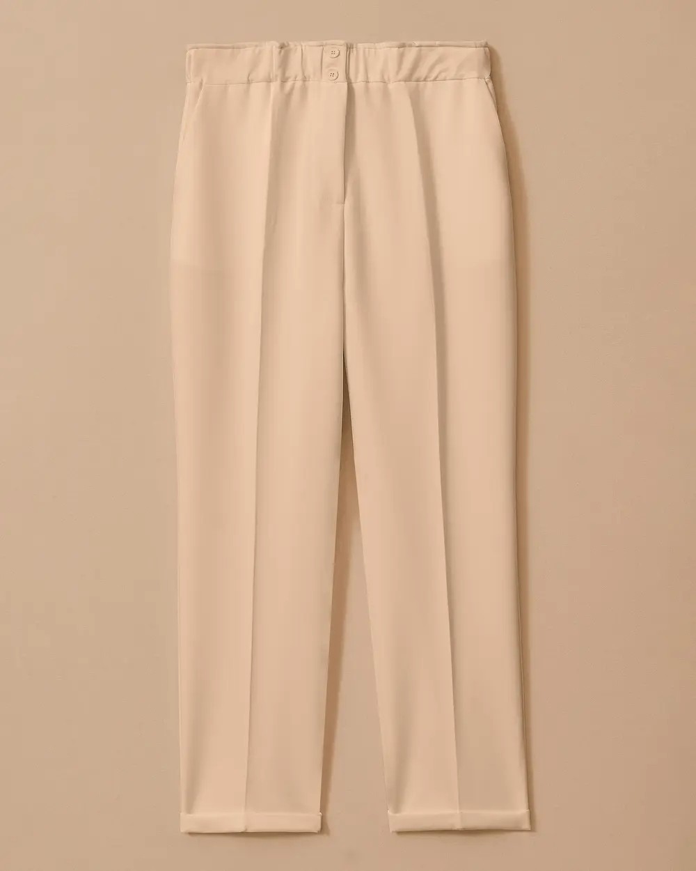 Belirtilmemiş 10002521014024 Beli Tam Lastikli Çift Düğmeli Havuç Paça Pantolon #10-25# görsel 4