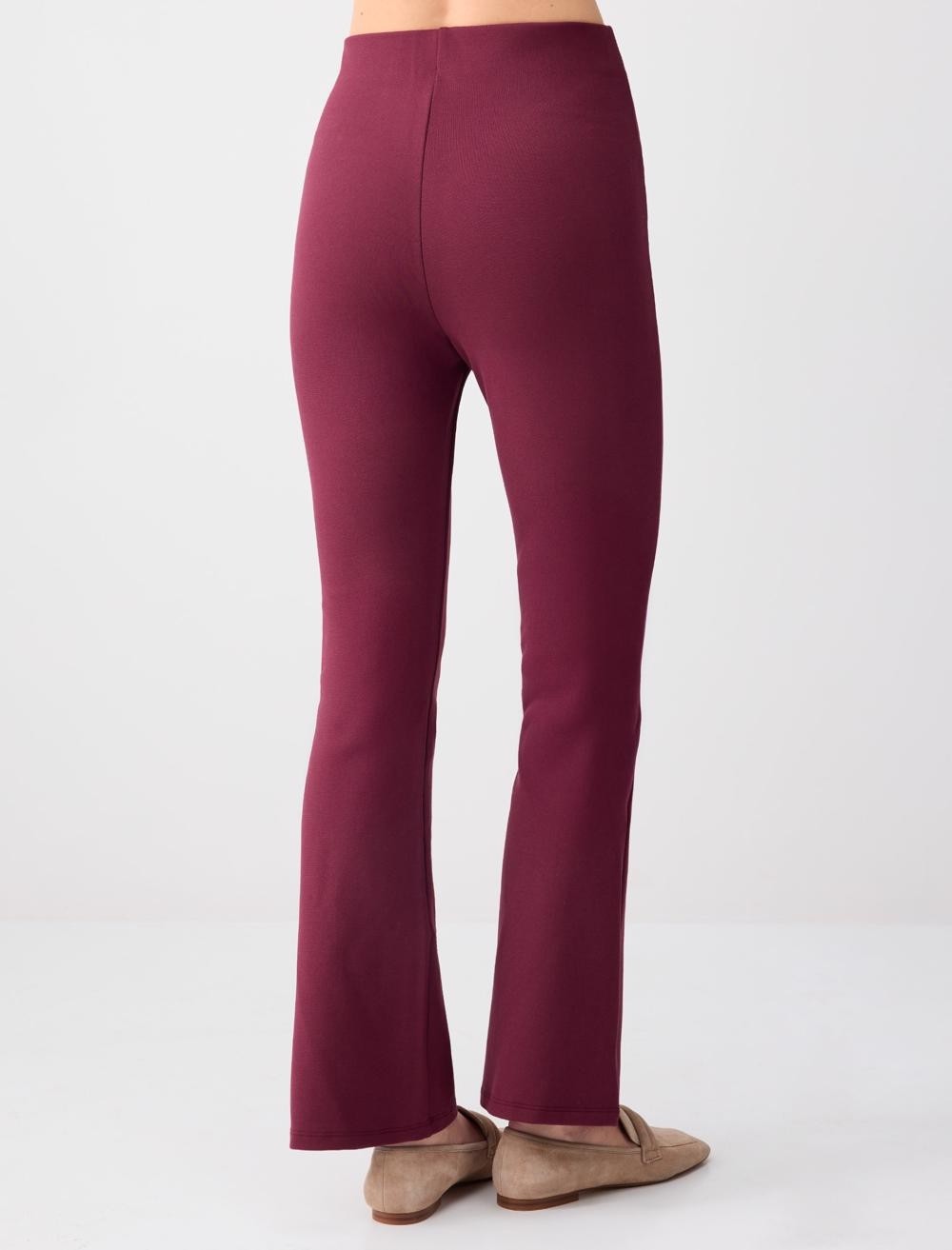 Jimmy Key Bordo Bol Paça Yüksek Bel Dar Kesim Örme Pantolon görsel 5