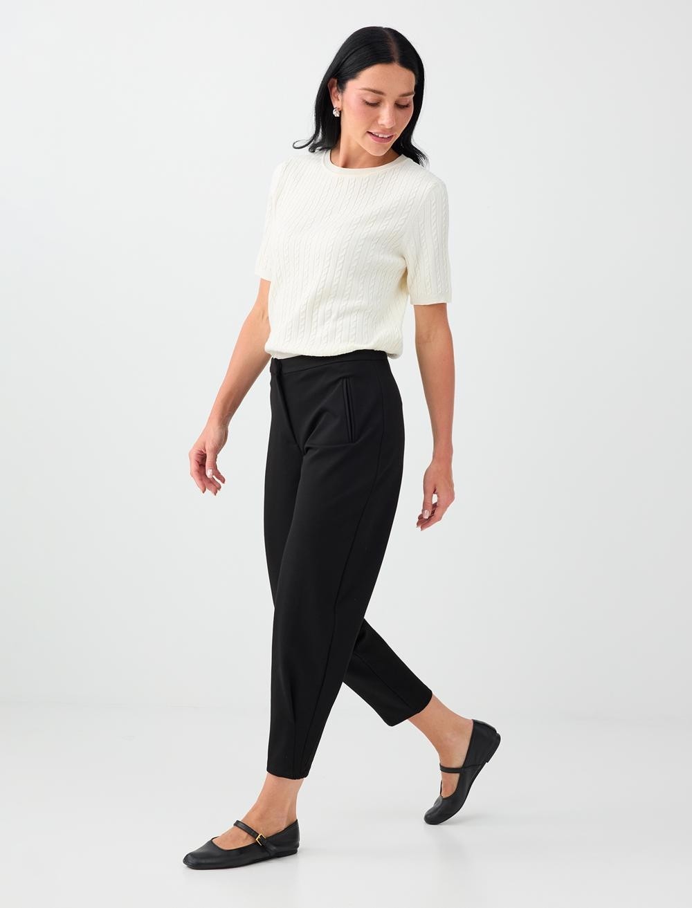 Jimmy Key Siyah Pens Detaylı Loose Fit Pantolon